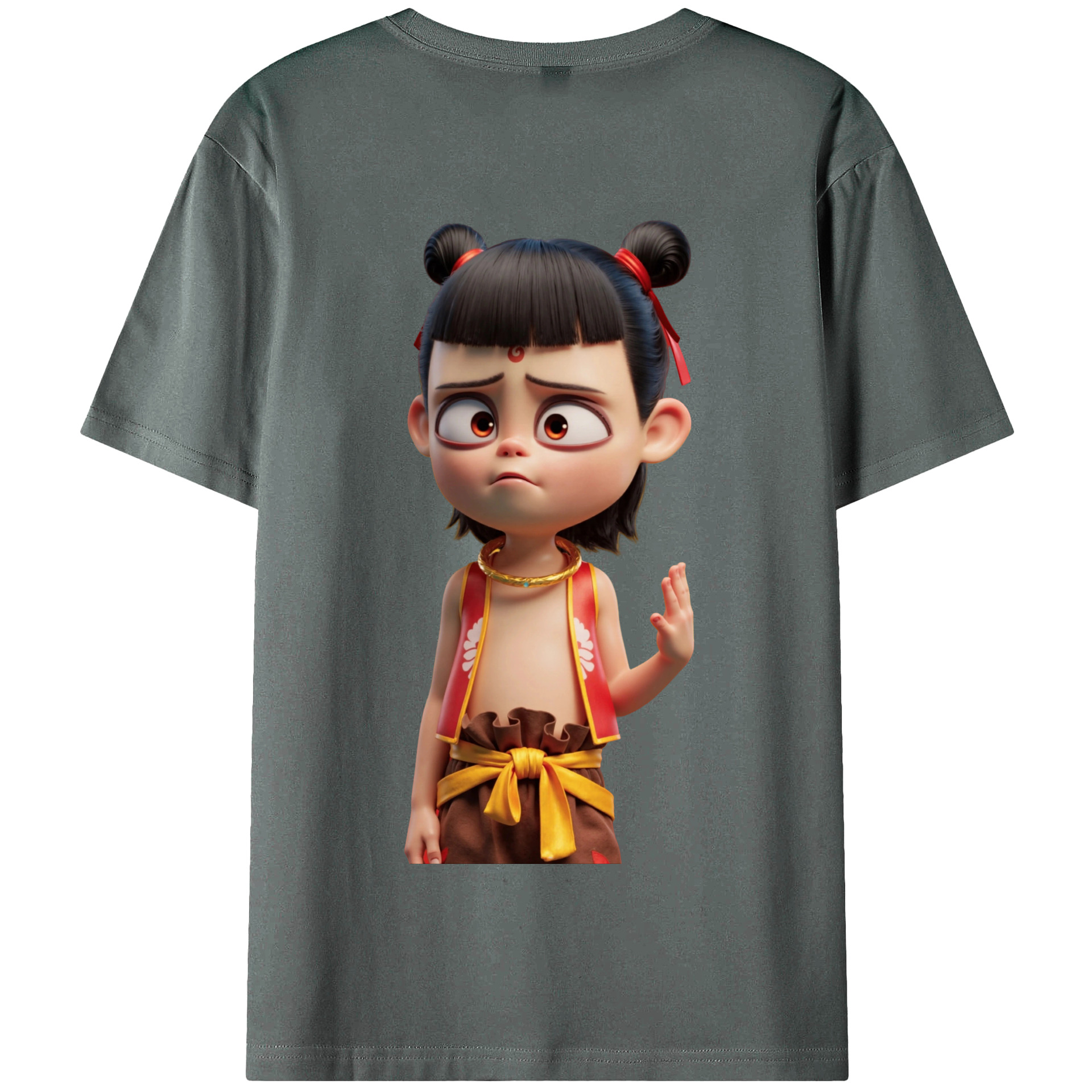 （画像用） Ne Zha 2 ナタ 魔童の大暴れ 綿100％半袖Tシャツ（背面プリント）